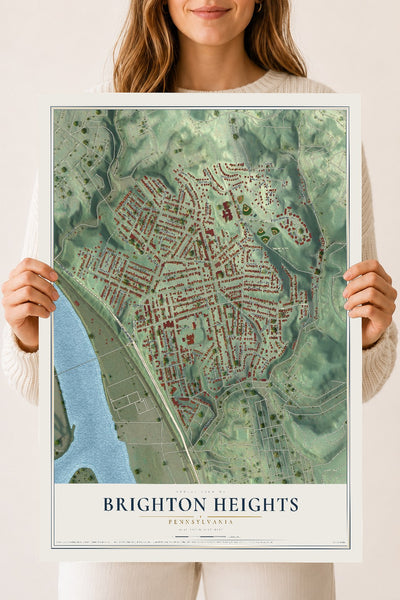 Map of Brighton Heights, Pennsylvania, 18 x 24 inch unframed archival matte print