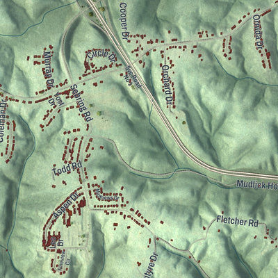 Second close-up of the map of Brighton, Pennsylvania print showing more streets and buildings