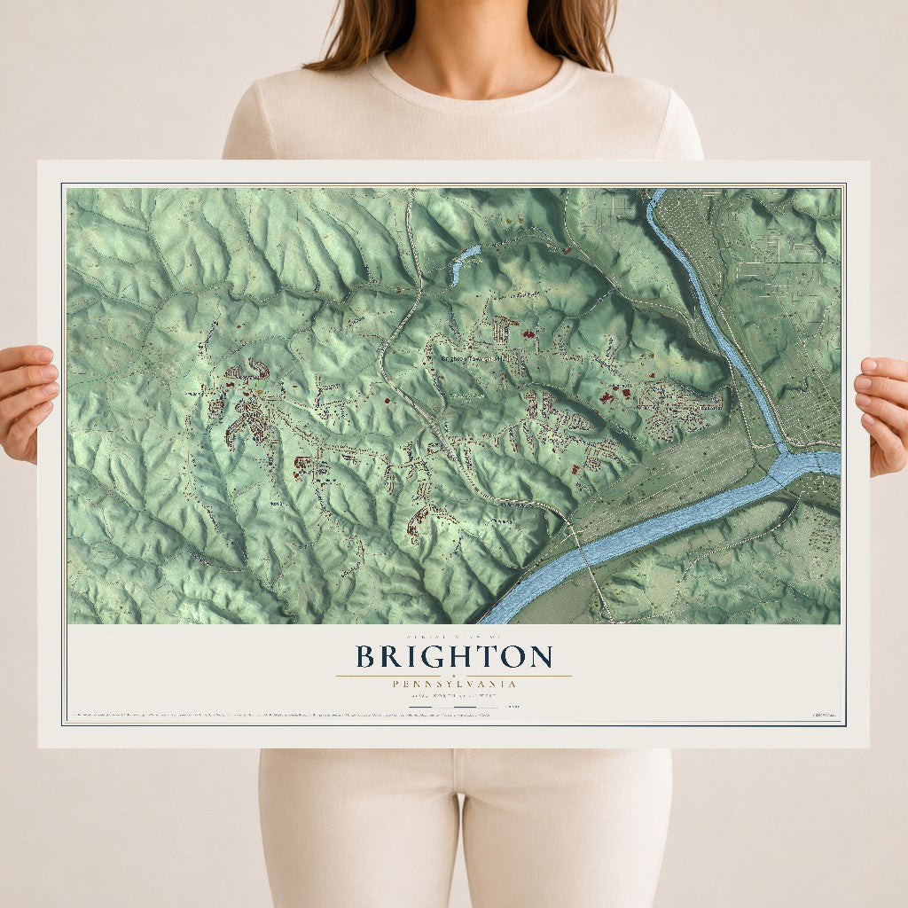Map of Brighton, Pennsylvania, 18 x 24 inch unframed archival matte print