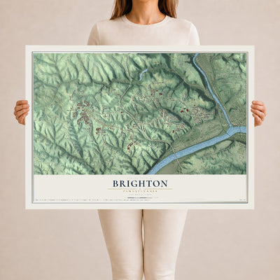 Map of Brighton, Pennsylvania, 24 x 36 inch unframed archival matte print