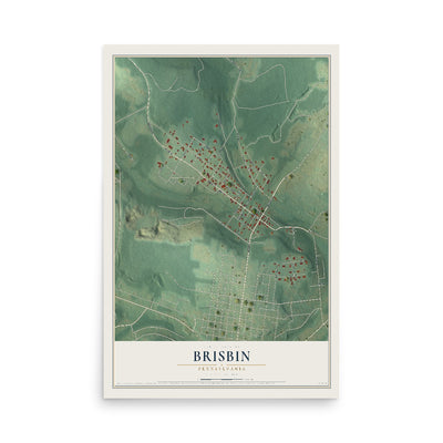 Map of Brisbin, Pennsylvania, 12 x 18 inch unframed archival matte print
