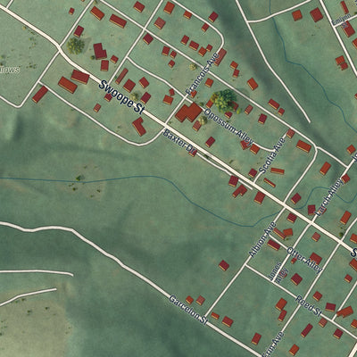 Second close-up of the map of Brisbin, Pennsylvania print showing more streets and buildings