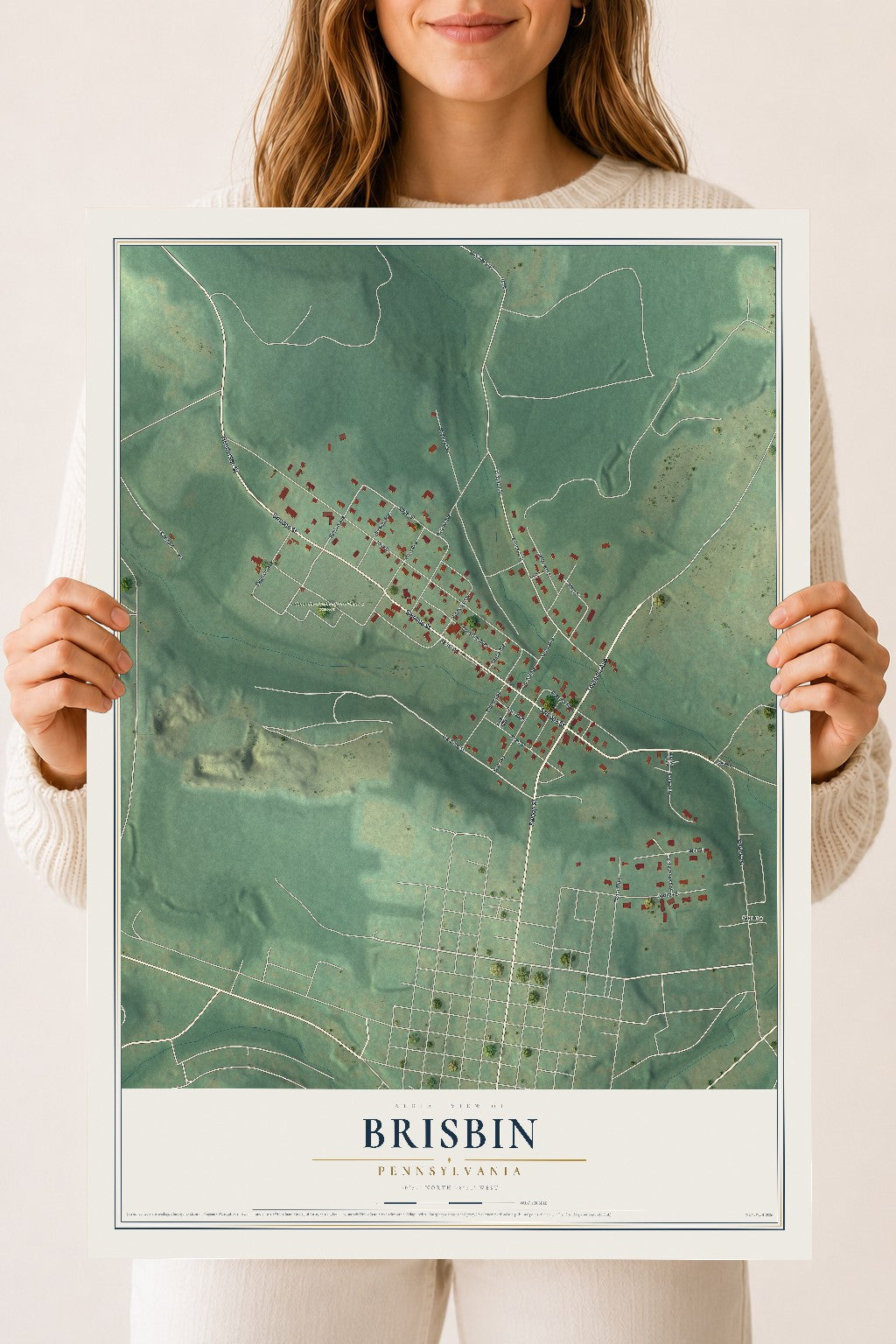Map of Brisbin, Pennsylvania, 18 x 24 inch unframed archival matte print