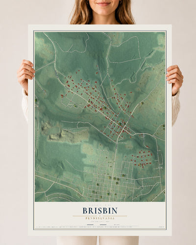 Map of Brisbin, Pennsylvania, 24 x 36 inch unframed archival matte print