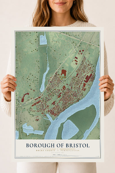 Map of the Borough of Bristol, Bucks County, Pennsylvania, 18 x 24 inch unframed archival matte print