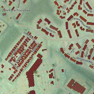 Close-up of the map of Brittany Farms-The Highlands, Pennsylvania print showing street and building detail