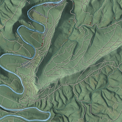 Close-up of the map of Broad Top, Pennsylvania print showing street and building detail