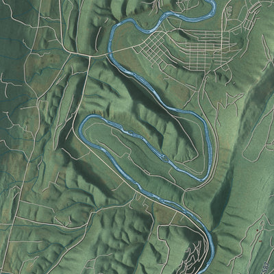 Second close-up of the map of Broad Top, Pennsylvania print showing more streets and buildings
