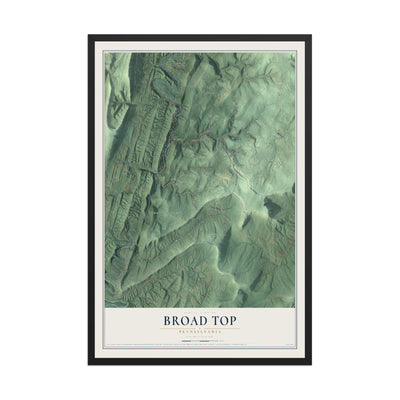Map of Broad Top, Pennsylvania, 12 x 18 inch print in a black wood frame