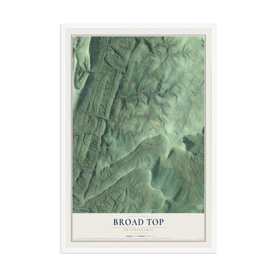 Map of Broad Top, Pennsylvania, 12 x 18 inch print in a white wood frame