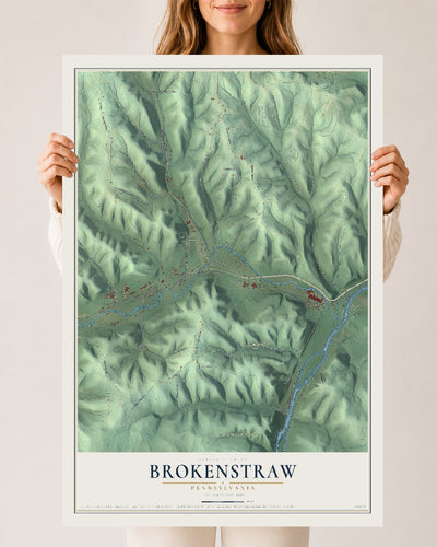 Map of Brokenstraw, Pennsylvania, 24 x 36 inch unframed archival matte print