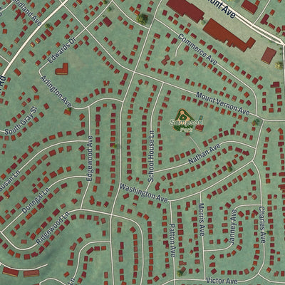 Close-up of the map of Brookhaven, Pennsylvania print showing street and building detail