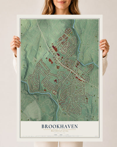 Map of Brookhaven, Pennsylvania, 24 x 36 inch unframed archival matte print