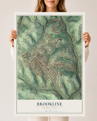 Map of Brookline, Pennsylvania, 24 x 36 inch unframed archival matte print