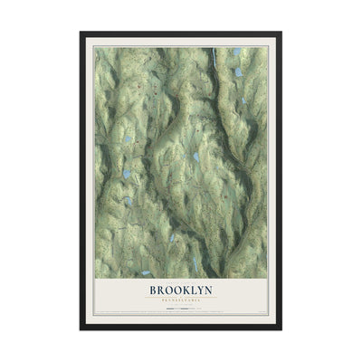 Map of Brooklyn, Pennsylvania, 12 x 18 inch print in a black wood frame