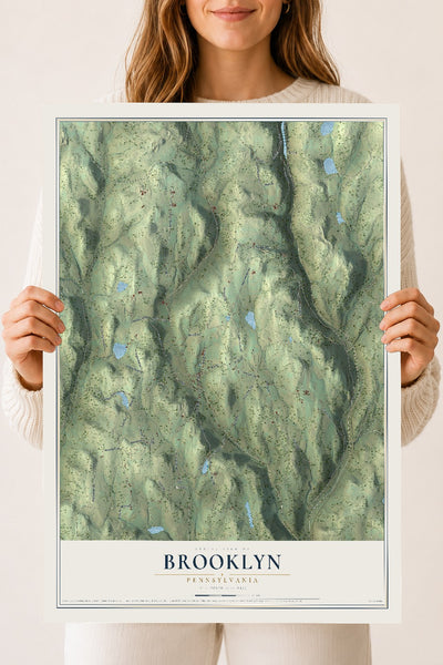 Map of Brooklyn, Pennsylvania, 18 x 24 inch unframed archival matte print