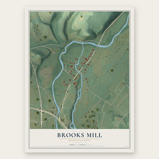 Brooks Mill, Pennsylvania map print, the full design