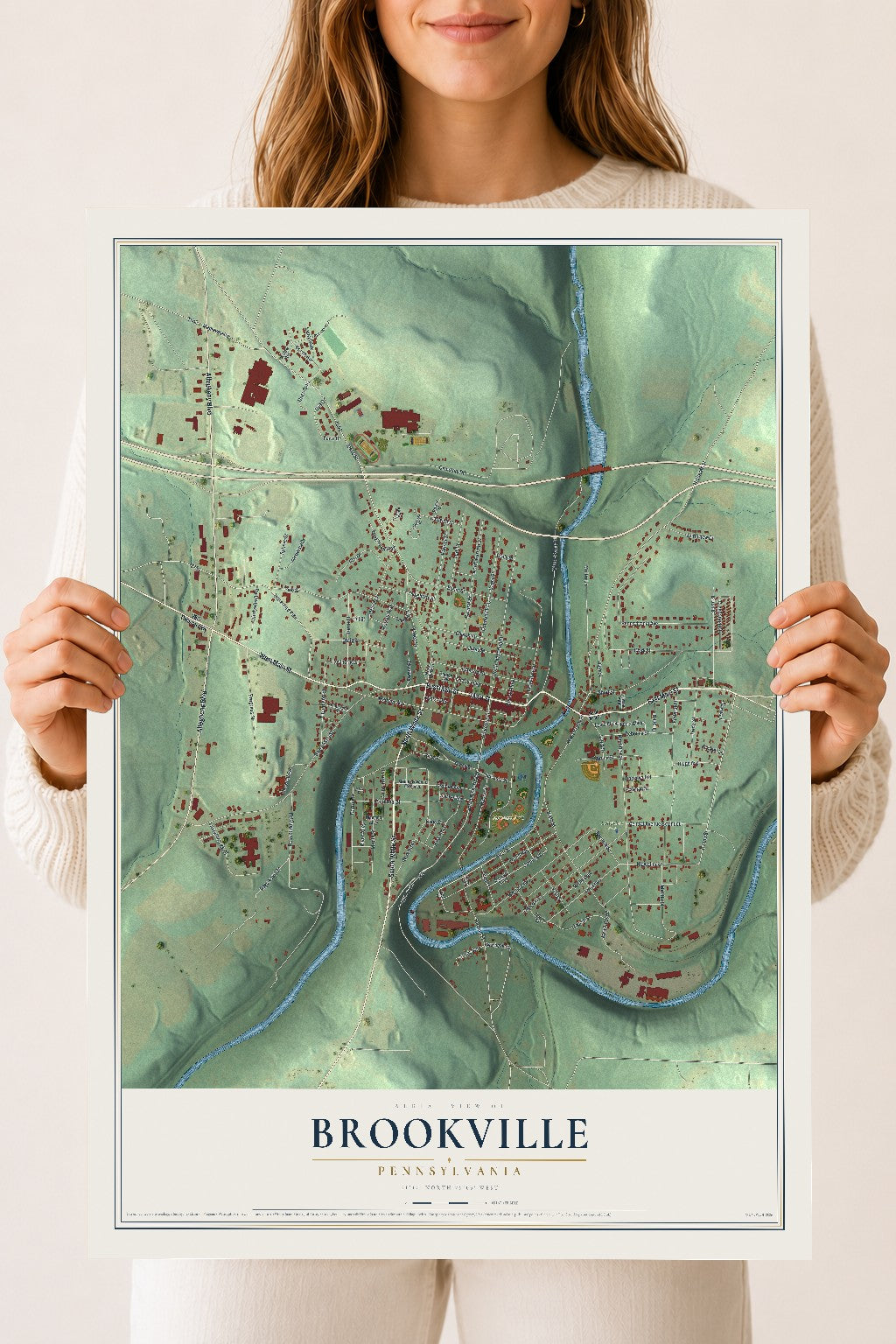 Map of Brookville, Pennsylvania, 18 x 24 inch unframed archival matte print