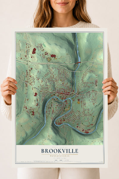 Map of Brookville, Pennsylvania, 18 x 24 inch unframed archival matte print