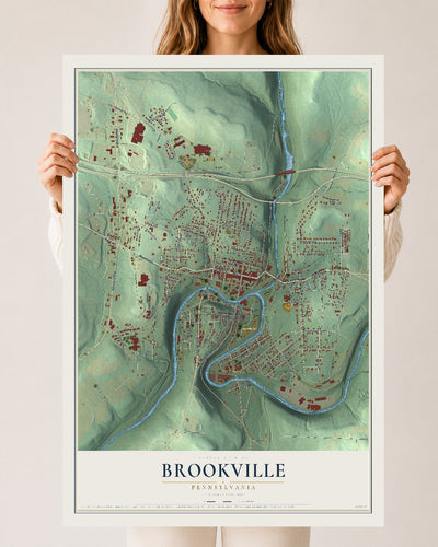 Map of Brookville, Pennsylvania, 24 x 36 inch unframed archival matte print