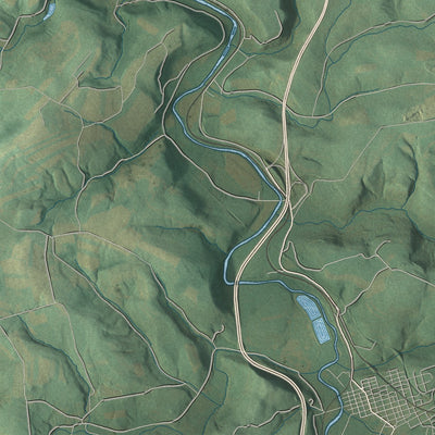 Close-up of the map of Brothersvalley, Pennsylvania print showing street and building detail