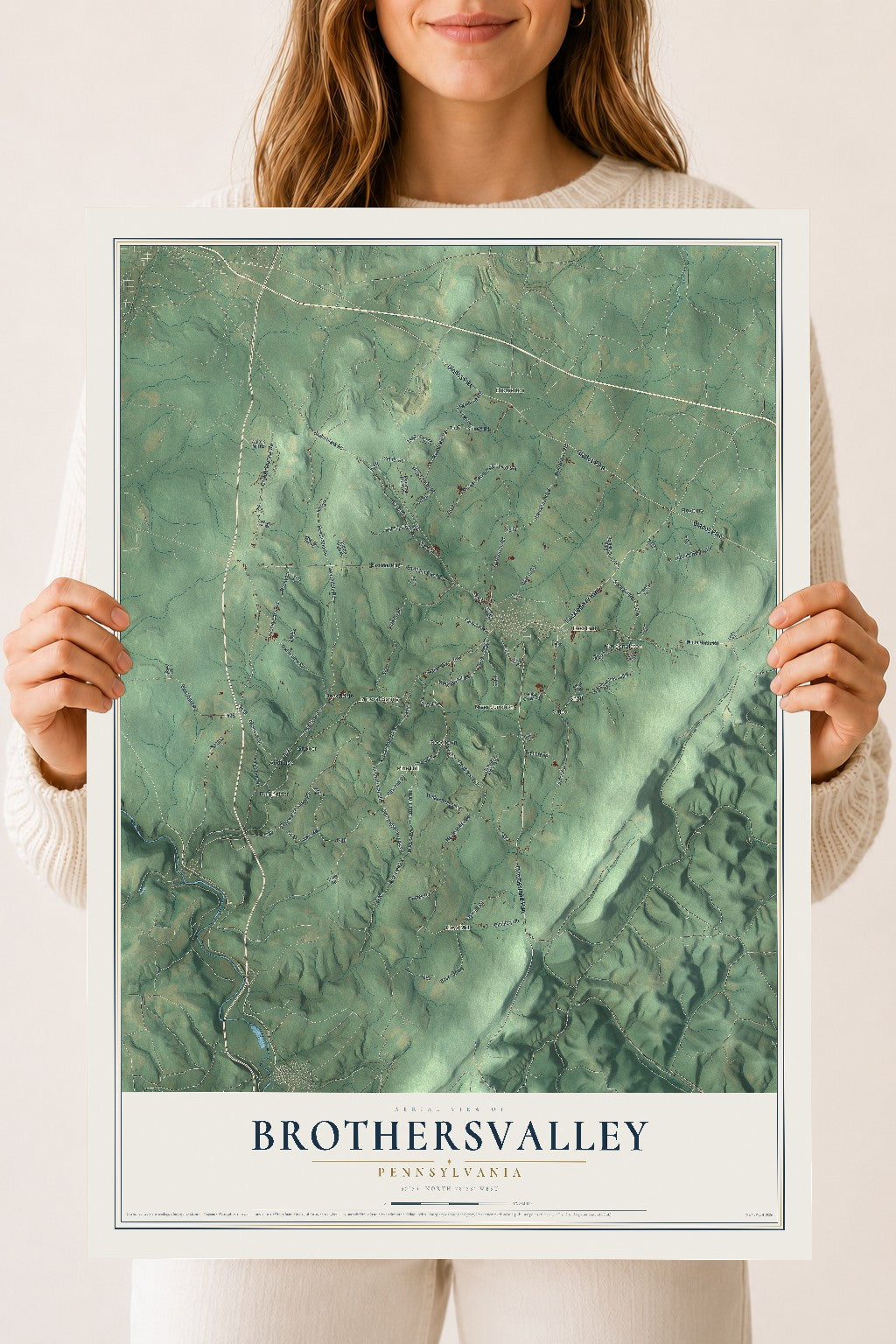 Map of Brothersvalley, Pennsylvania, 18 x 24 inch unframed archival matte print