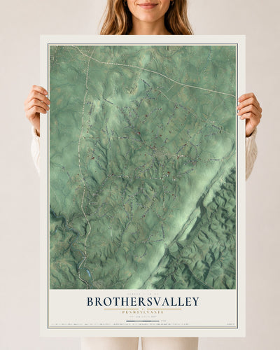 Map of Brothersvalley, Pennsylvania, 24 x 36 inch unframed archival matte print