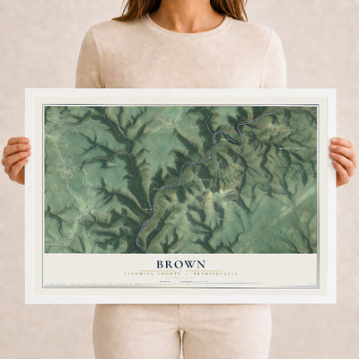 Map of Brown, Lycoming County, Pennsylvania, 12 x 18 inch print in a white wood frame