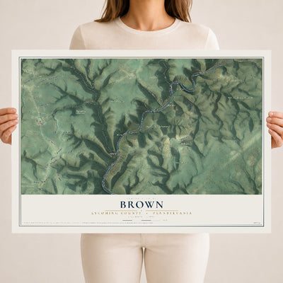 Map of Brown, Lycoming County, Pennsylvania, 18 x 24 inch unframed archival matte print