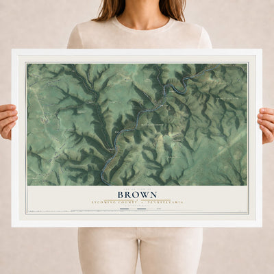 Map of Brown, Lycoming County, Pennsylvania, 18 x 24 inch print in a white wood frame