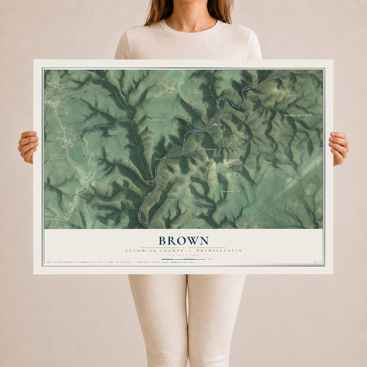 Map of Brown, Lycoming County, Pennsylvania, 24 x 36 inch unframed archival matte print
