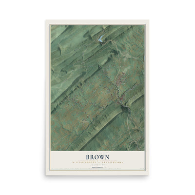 Map of Brown, Mifflin County, Pennsylvania, 12 x 18 inch unframed archival matte print