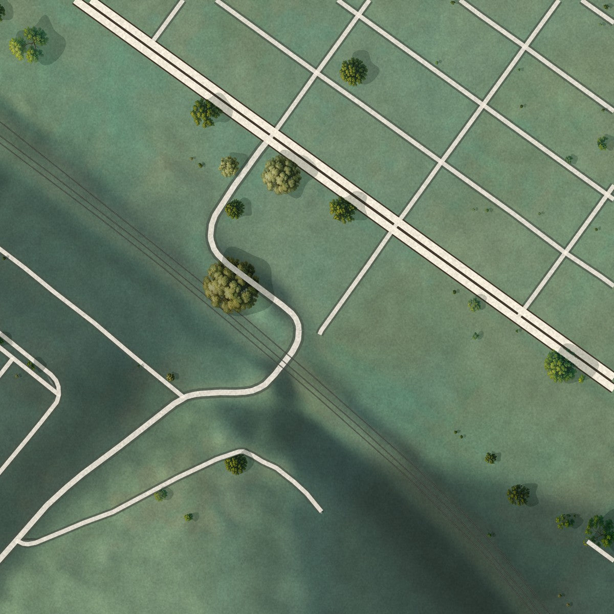 Second close-up of the map of Brownstown, Pennsylvania print showing more streets and buildings