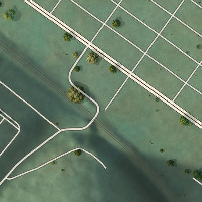 Second close-up of the map of Brownstown, Pennsylvania print showing more streets and buildings