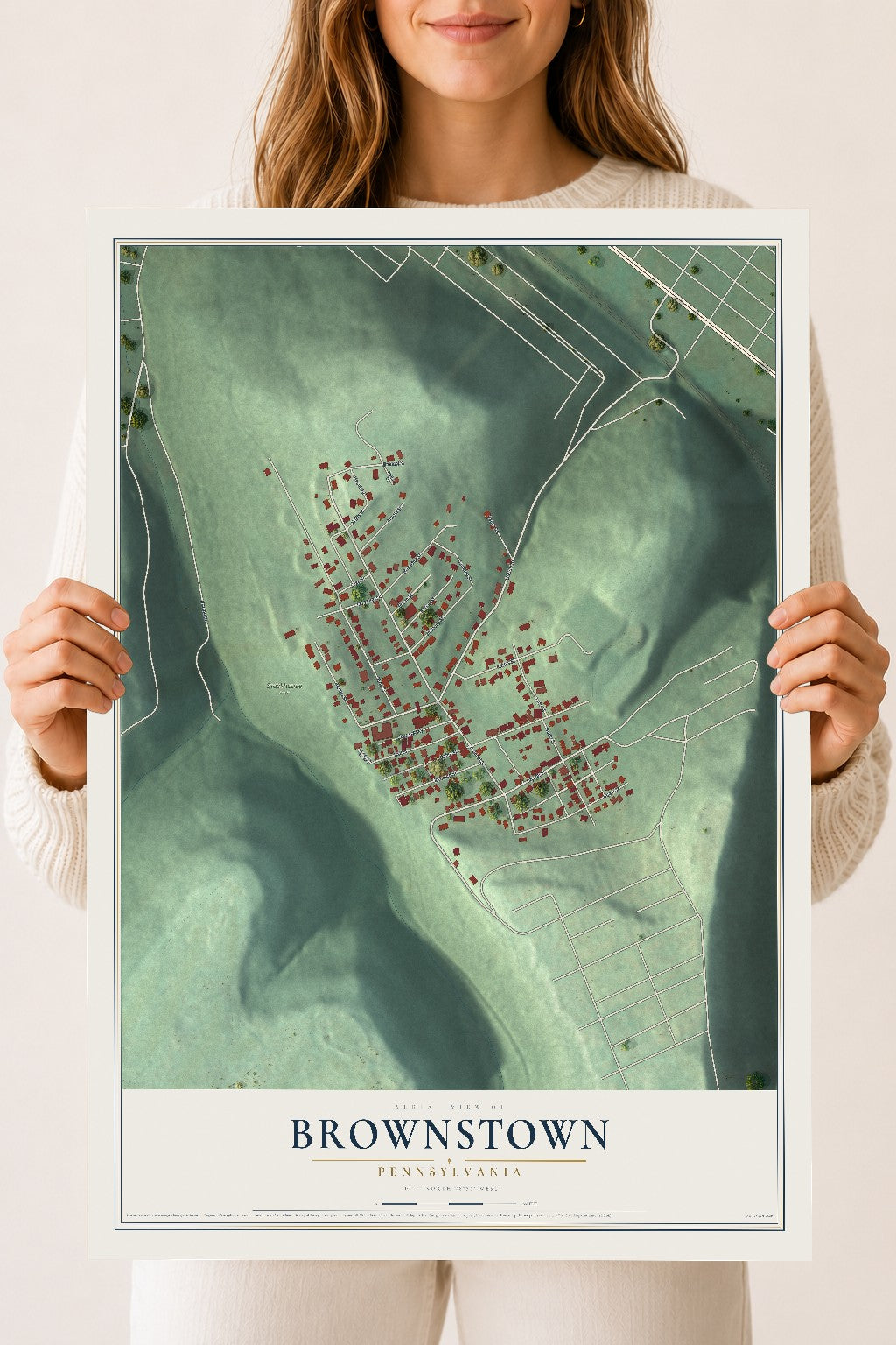 Map of Brownstown, Pennsylvania, 18 x 24 inch unframed archival matte print