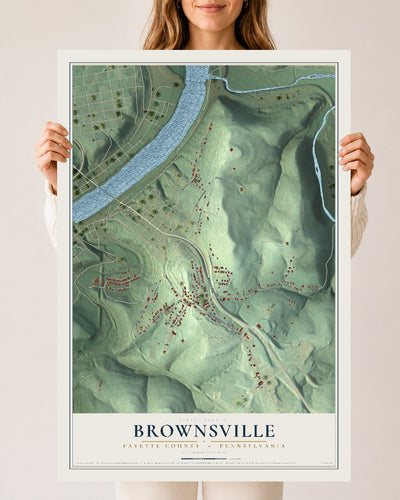 Map of Brownsville, Fayette County, Pennsylvania, 24 x 36 inch unframed archival matte print