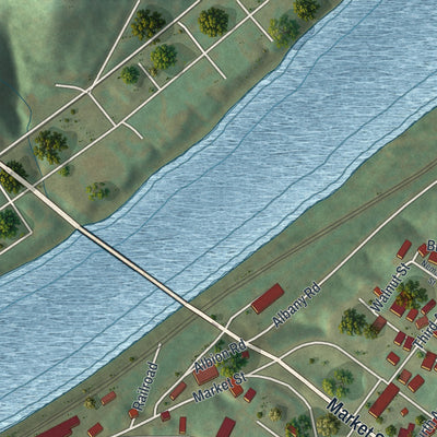 Second close-up of the map of the Borough of Brownsville, Fayette County, Pennsylvania print showing more streets and buildings