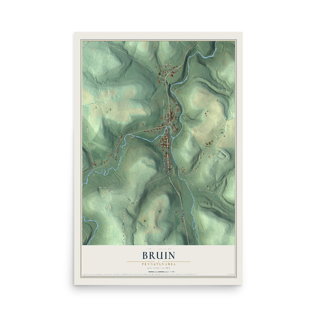 Map of Bruin, Pennsylvania, 12 x 18 inch unframed archival matte print