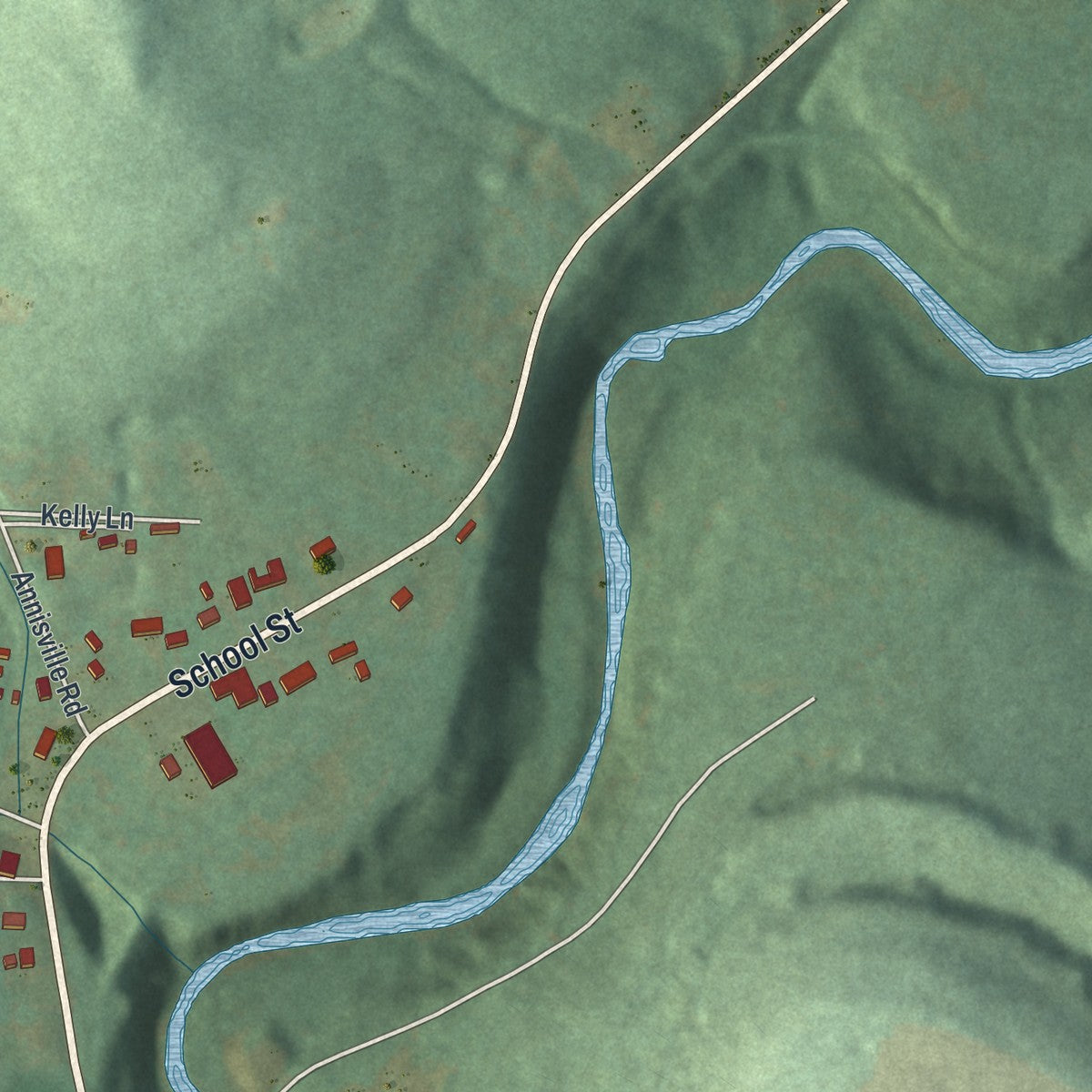 Second close-up of the map of Bruin, Pennsylvania print showing more streets and buildings
