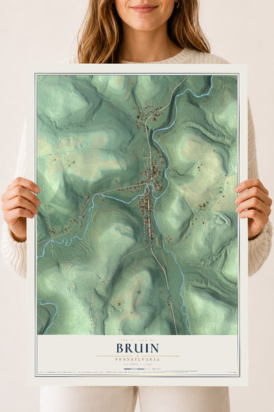 Map of Bruin, Pennsylvania, 18 x 24 inch unframed archival matte print