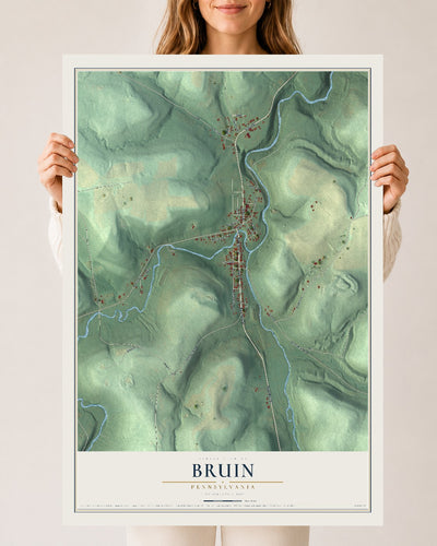 Map of Bruin, Pennsylvania, 24 x 36 inch unframed archival matte print