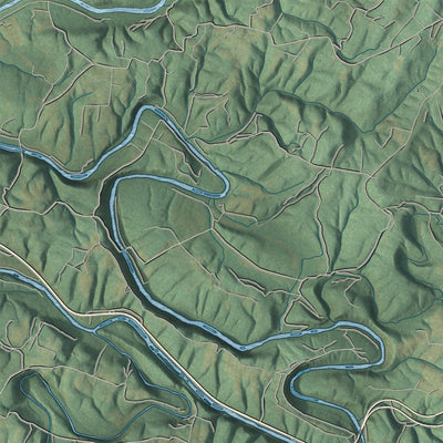 Close-up of the map of Brush Creek, Pennsylvania print showing street and building detail