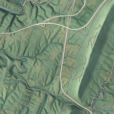 Second close-up of the map of Brush Creek, Pennsylvania print showing more streets and buildings