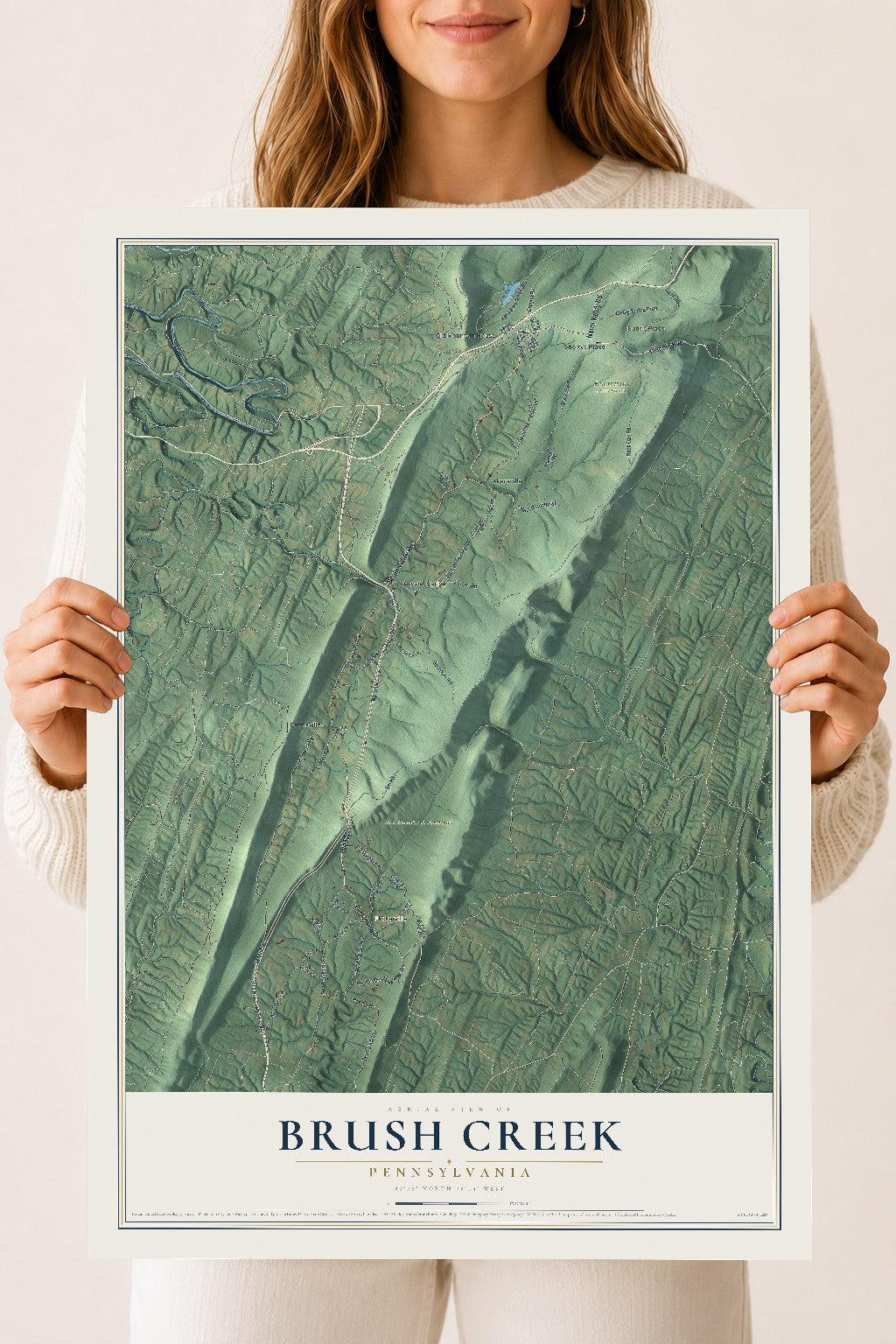 Map of Brush Creek, Pennsylvania, 18 x 24 inch unframed archival matte print