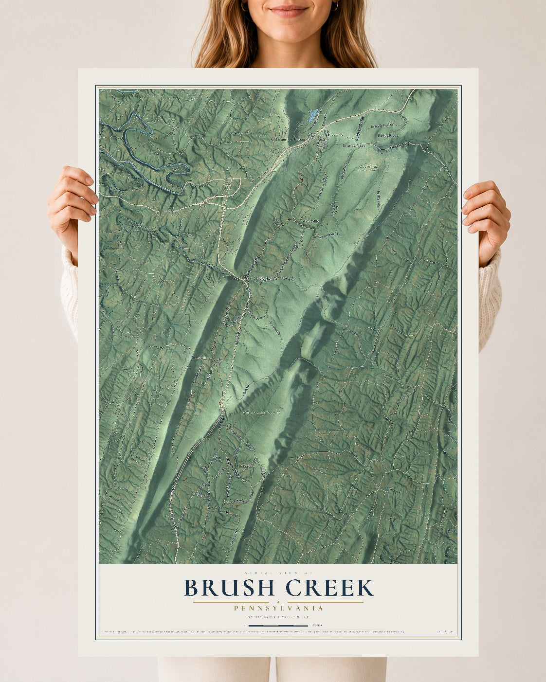 Map of Brush Creek, Pennsylvania, 24 x 36 inch unframed archival matte print