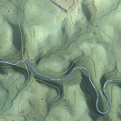 Second close-up of the map of Brush Valley, Pennsylvania print showing more streets and buildings