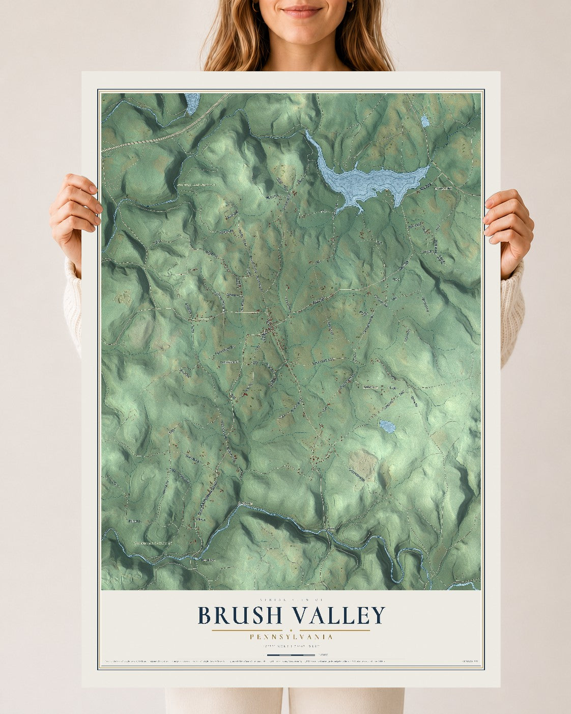 Map of Brush Valley, Pennsylvania, 24 x 36 inch unframed archival matte print
