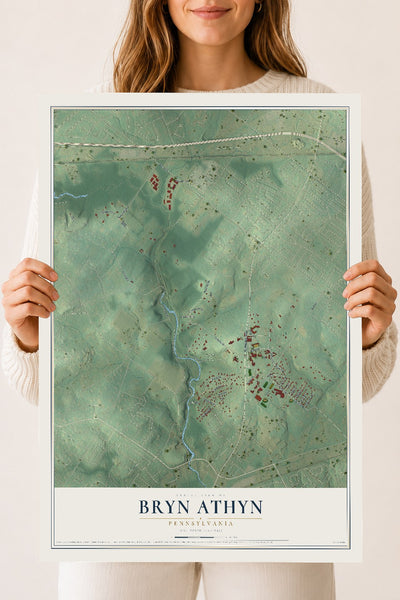 Map of Bryn Athyn, Pennsylvania, 18 x 24 inch unframed archival matte print
