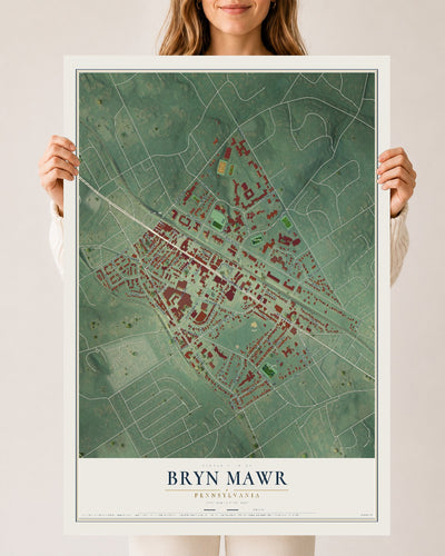 Map of Bryn Mawr, Pennsylvania, 24 x 36 inch unframed archival matte print