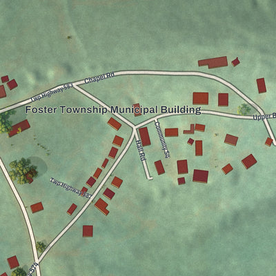 Close-up of the map of Buck Run, Pennsylvania print showing street and building detail